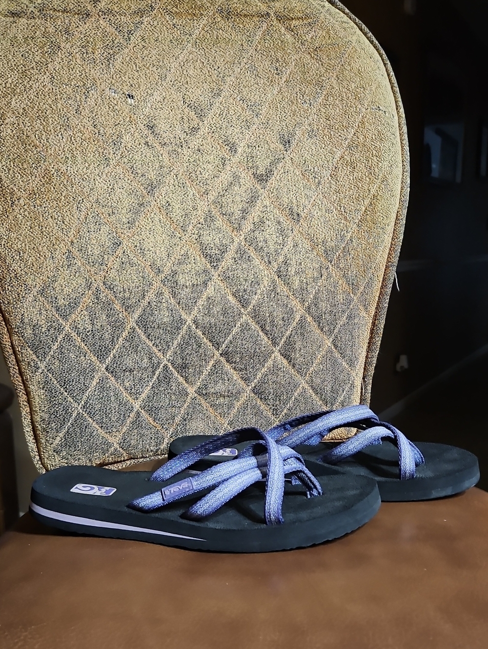 Teva Mush Olowahu Slip On Thong Flip Flops Sandals Shoes Purple Black Strappy